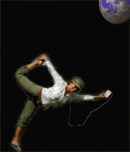 Src: Flickr Creative Commons/Don Hankins "iPod Yoga Stretch"