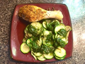 Chicken and Zucchini Noodles With Pesto